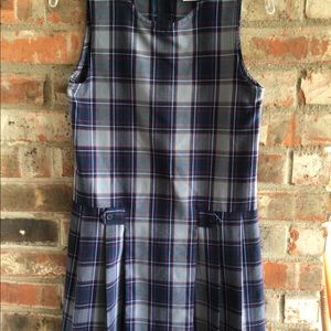 Girls Size 10 Academy/School Uniform Plaid Navy Blue/Red & White - NICE!
